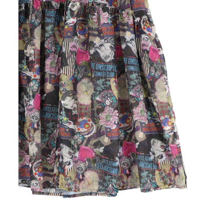 花ネコ柄シアー素材ティアードシャツワンピ | ScoLar | 詳細画像23 