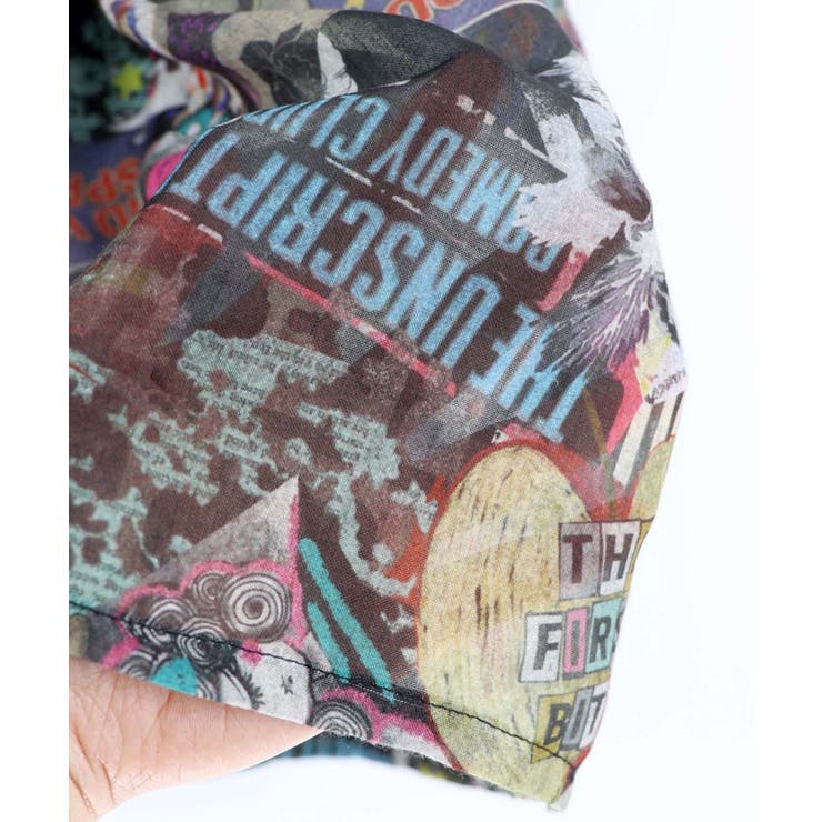 花ネコ柄シアー素材ティアードシャツワンピ | ScoLar | 詳細画像24 