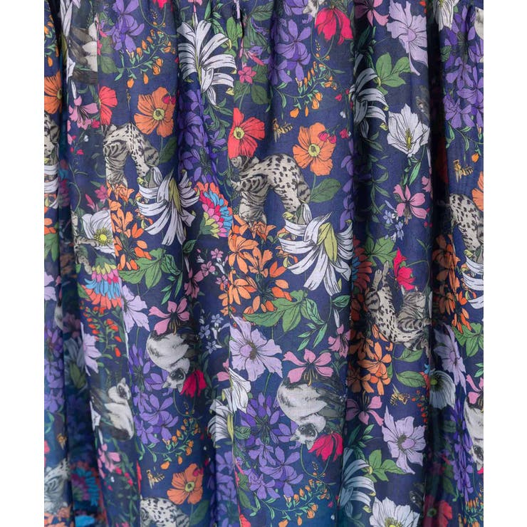 花ネコ柄シアー素材ティアードシャツワンピ | ScoLar | 詳細画像8 