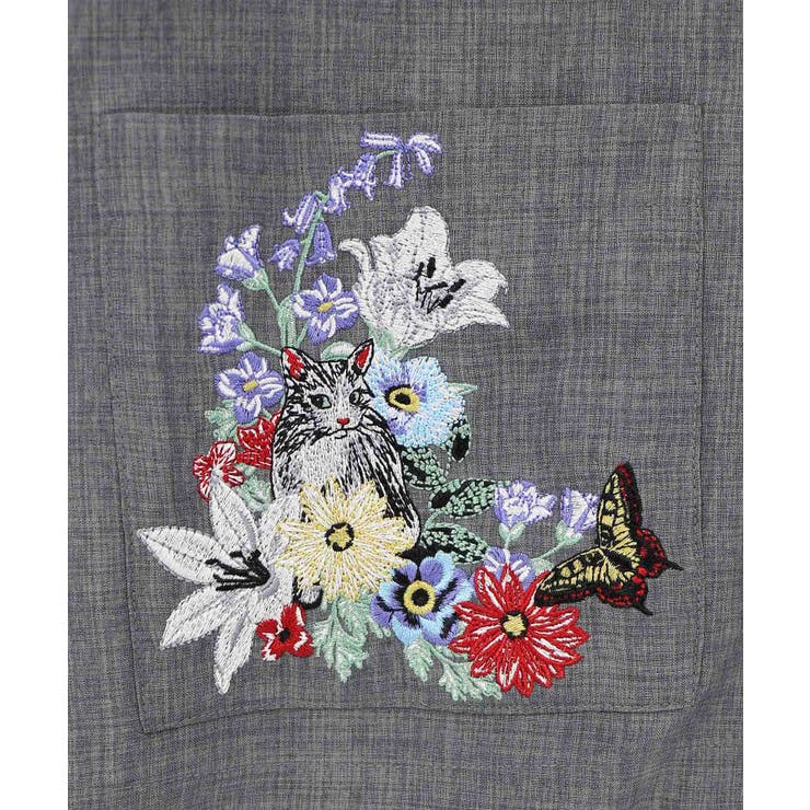 花ネコ刺繍入り半袖ジャケット | ScoLar | 詳細画像10 