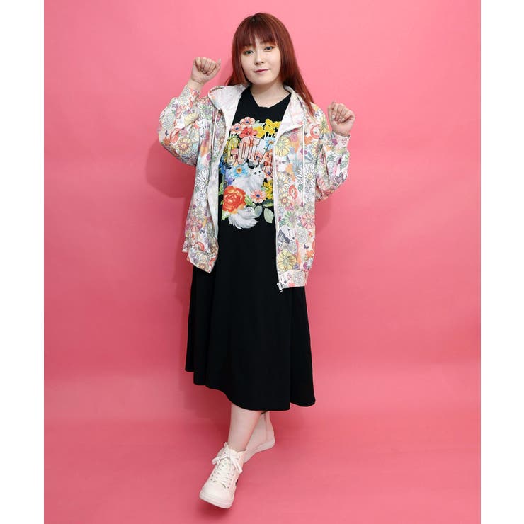 トマトにゃんこ×花柄 接触冷感パーカー | ScoLar | 詳細画像2 