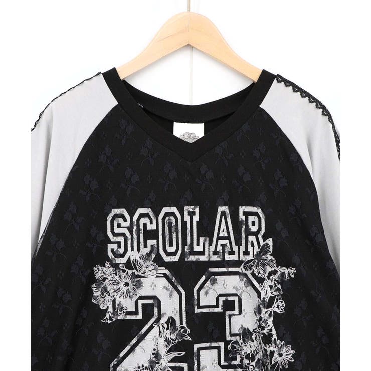 花チュールレース重ねユニフォーム風Tシャツ | ScoLar | 詳細画像13 