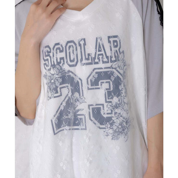 花チュールレース重ねユニフォーム風Tシャツ | ScoLar | 詳細画像6 