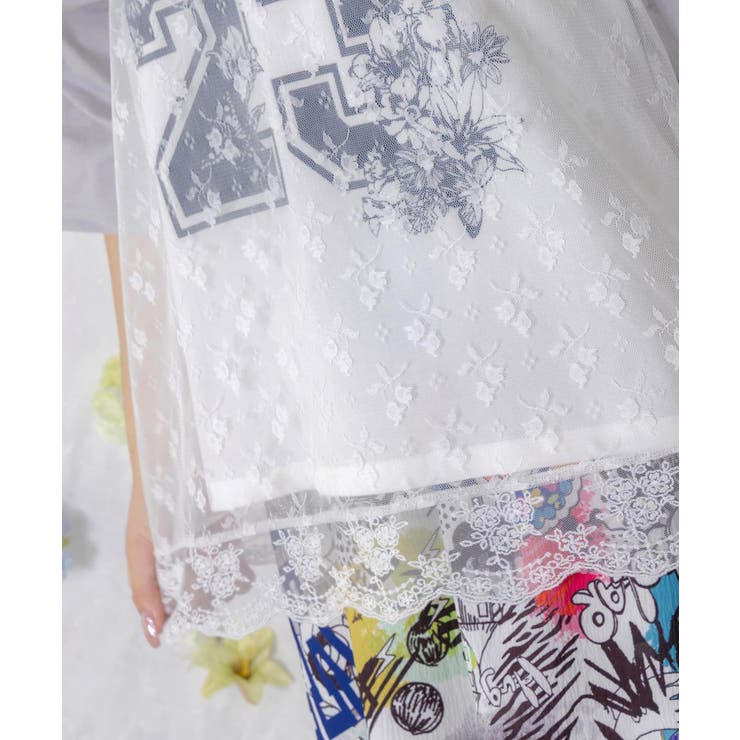 花チュールレース重ねユニフォーム風Tシャツ | ScoLar | 詳細画像7 