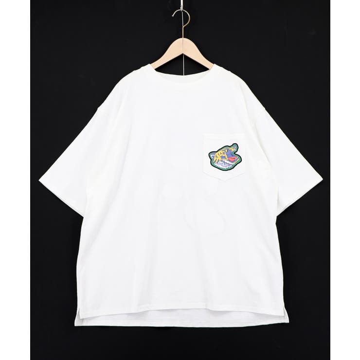 ポップレトロ調 ワッペン風バック刺繍アップリケTシャツ | ScoLar | 詳細画像8 