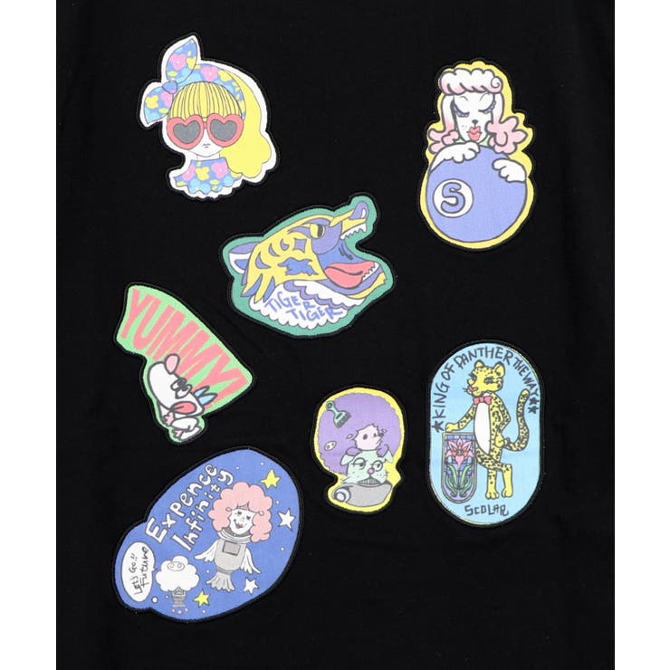 ポップレトロ調 ワッペン風バック刺繍アップリケTシャツ | ScoLar | 詳細画像10 