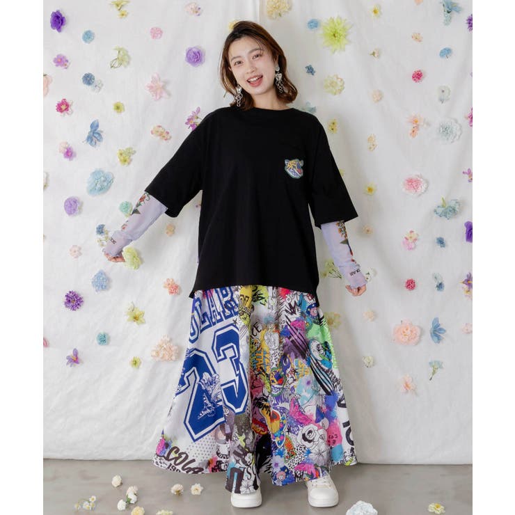ポップレトロ調 ワッペン風バック刺繍アップリケTシャツ | ScoLar | 詳細画像2 