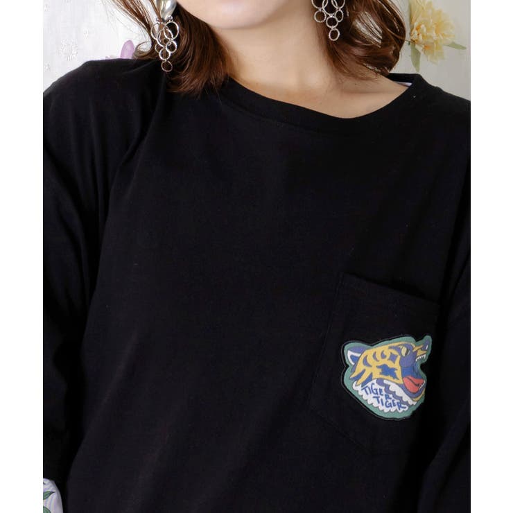 ポップレトロ調 ワッペン風バック刺繍アップリケTシャツ | ScoLar | 詳細画像6 