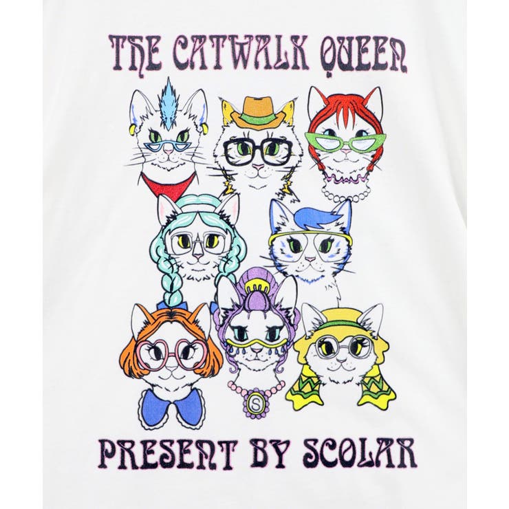 キャットウォーククイーン柄Tシャツ | ScoLar | 詳細画像5 