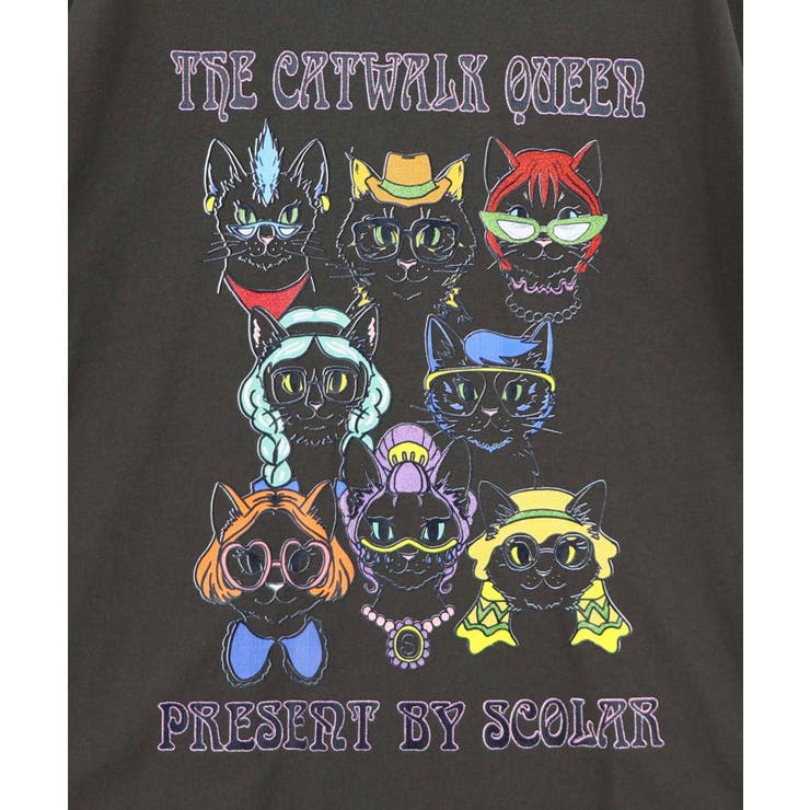 キャットウォーククイーン柄Tシャツ | ScoLar | 詳細画像6 