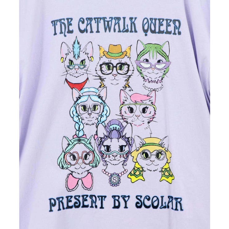 キャットウォーククイーン柄Tシャツ | ScoLar | 詳細画像8 