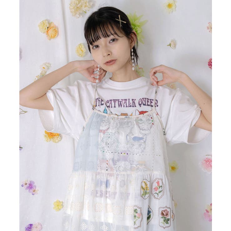 キャットウォーククイーン柄Tシャツ | ScoLar | 詳細画像4 