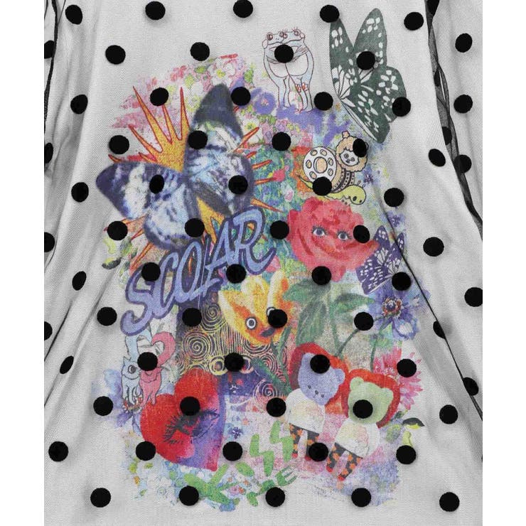 ドットチュール重ねアート柄Tシャツ | ScoLar | 詳細画像7 