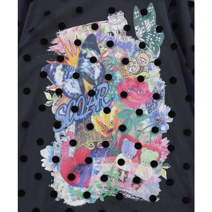 ドットチュール重ねアート柄Tシャツ | ScoLar | 詳細画像8 