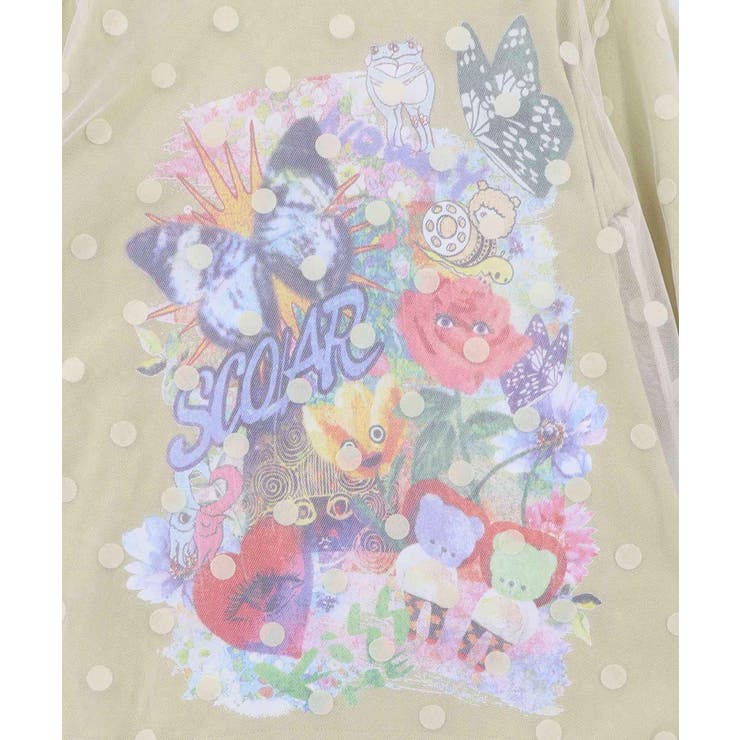 ドットチュール重ねアート柄Tシャツ | ScoLar | 詳細画像10 