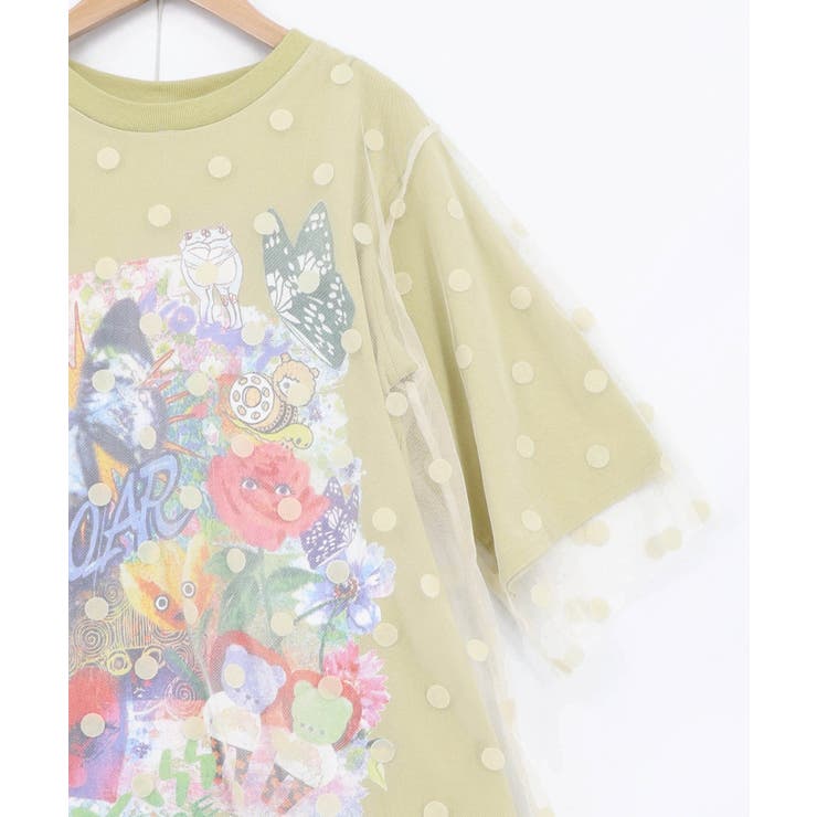 ドットチュール重ねアート柄Tシャツ | ScoLar | 詳細画像12 