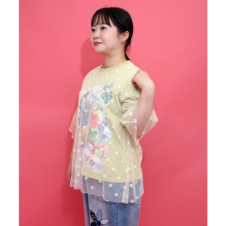 ドットチュール重ねアート柄Tシャツ | ScoLar | 詳細画像3 