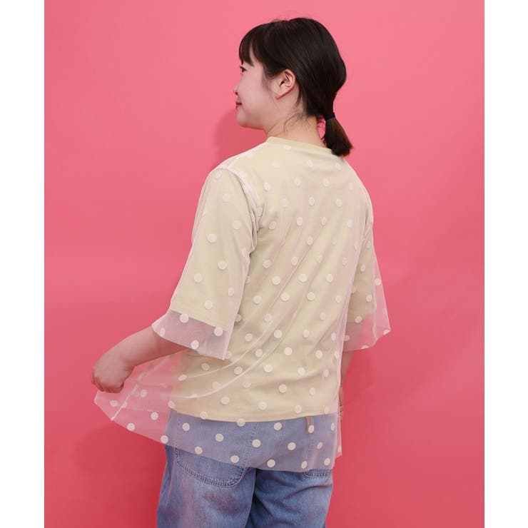 ドットチュール重ねアート柄Tシャツ | ScoLar | 詳細画像4 