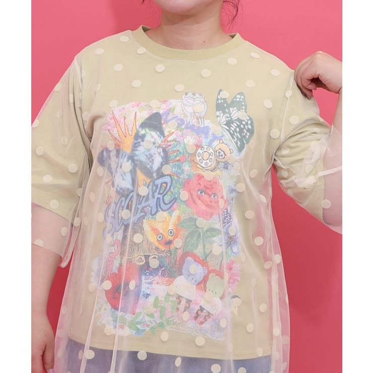 ドットチュール重ねアート柄Tシャツ | ScoLar | 詳細画像5 