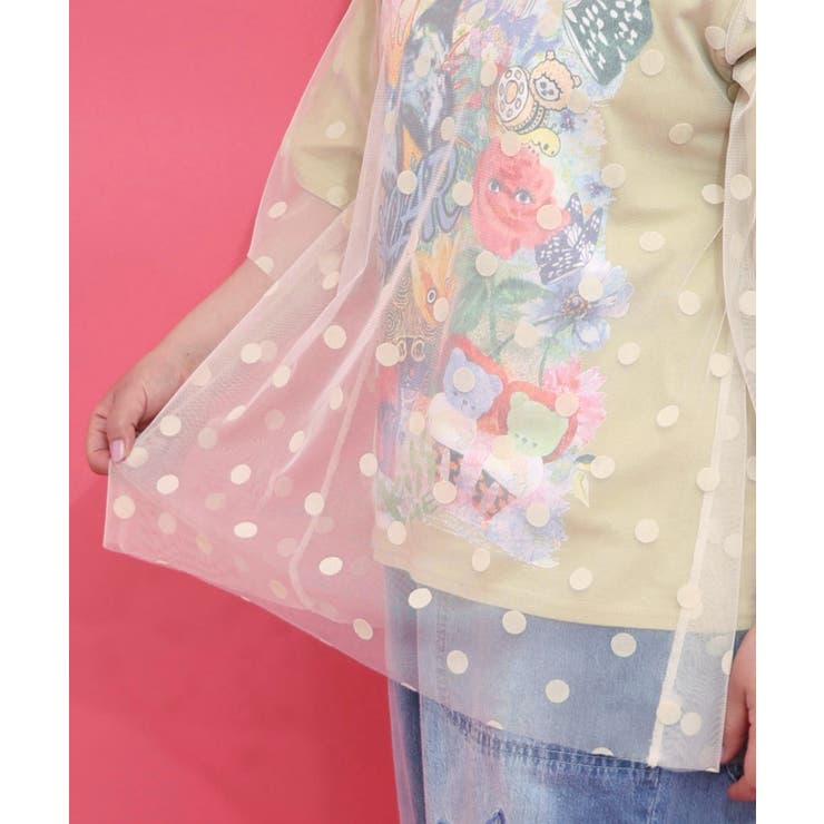 ドットチュール重ねアート柄Tシャツ | ScoLar | 詳細画像6 
