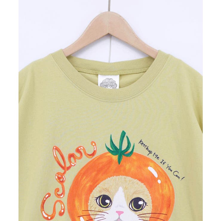 トマトにゃんこ柄プリントTシャツ | ScoLar | 詳細画像13 