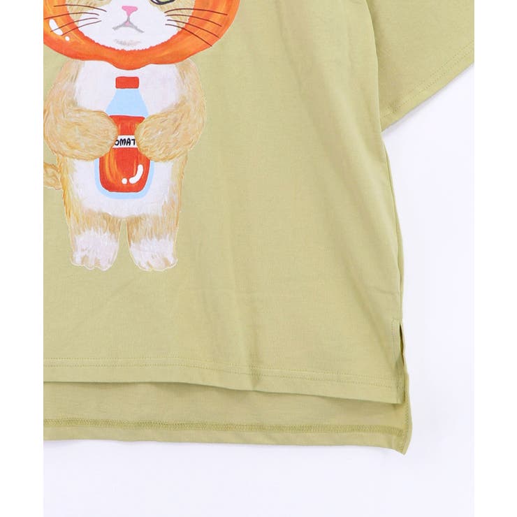 トマトにゃんこ柄プリントTシャツ | ScoLar | 詳細画像15 