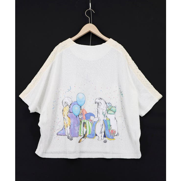 仮面舞踏会のネコ柄 ドルマンスリーブTシャツ | ScoLar | 詳細画像6 