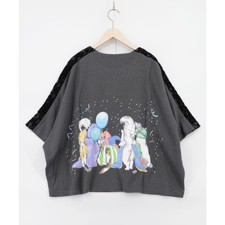 仮面舞踏会のネコ柄 ドルマンスリーブTシャツ | ScoLar | 詳細画像9 