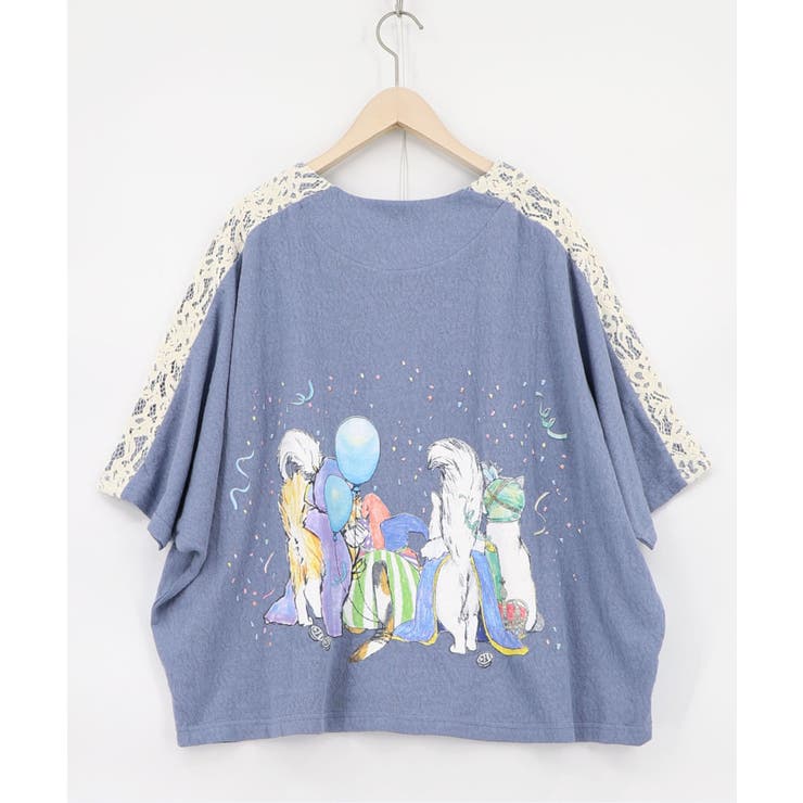 仮面舞踏会のネコ柄 ドルマンスリーブTシャツ | ScoLar | 詳細画像11 