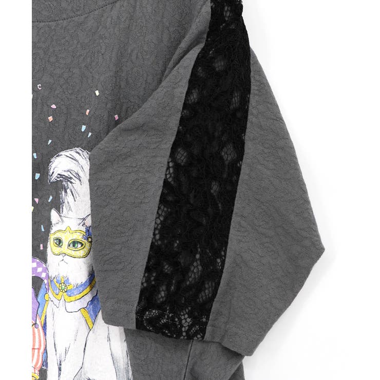 仮面舞踏会のネコ柄 ドルマンスリーブTシャツ | ScoLar | 詳細画像15 