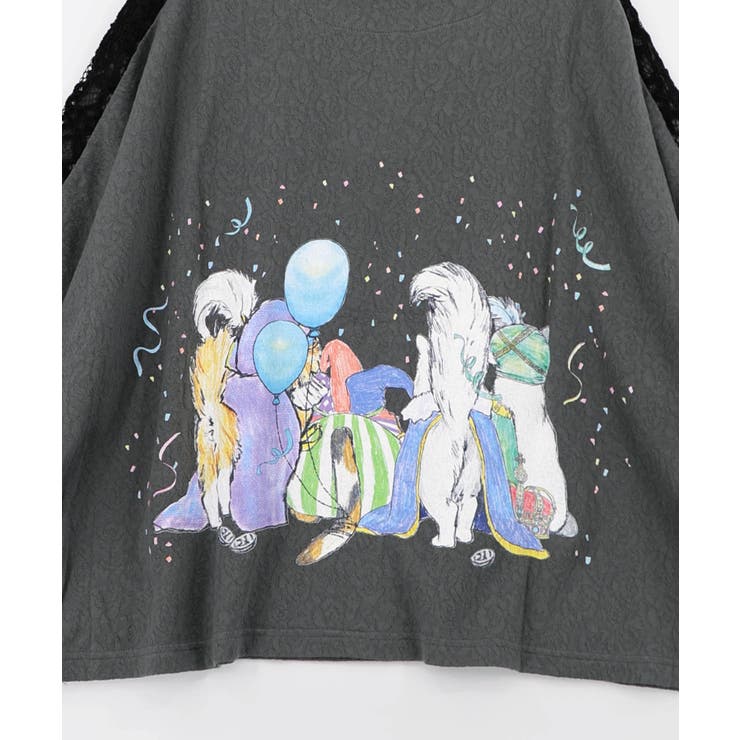 仮面舞踏会のネコ柄 ドルマンスリーブTシャツ | ScoLar | 詳細画像17 