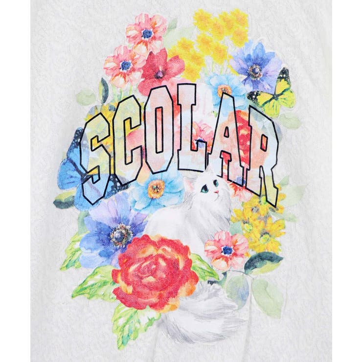花ネコ発泡プリント ローズジャガードTシャツ | ScoLar | 詳細画像7 