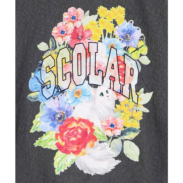 花ネコ発泡プリント ローズジャガードTシャツ | ScoLar | 詳細画像8 