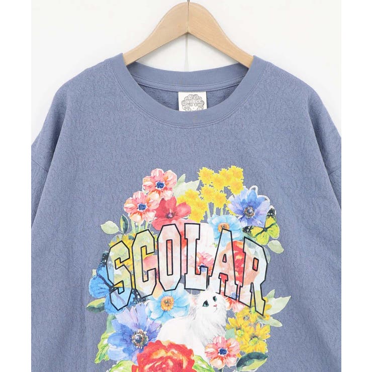 花ネコ発泡プリント ローズジャガードTシャツ | ScoLar | 詳細画像10 