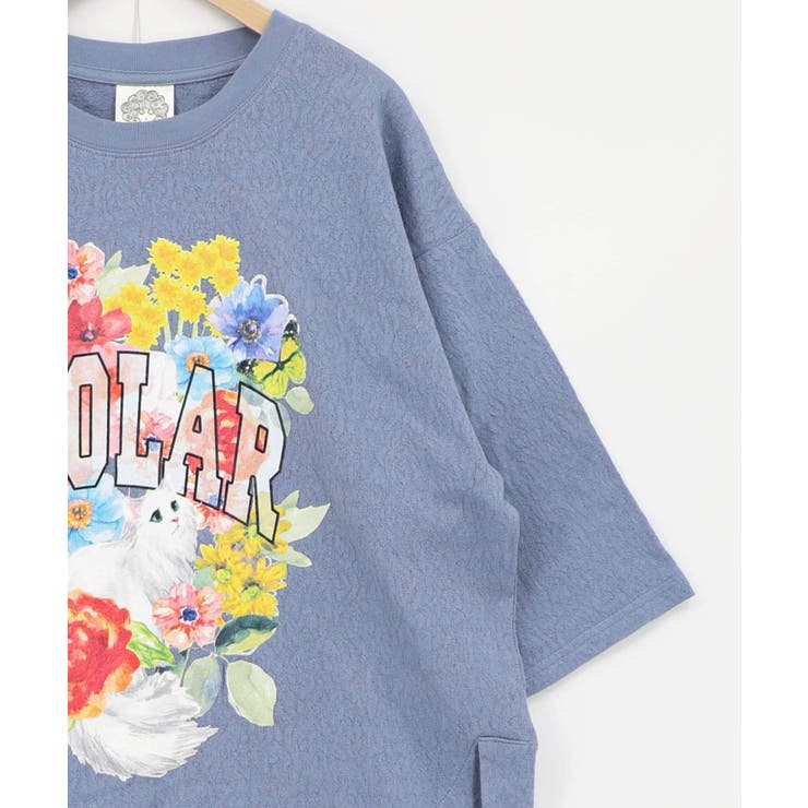 花ネコ発泡プリント ローズジャガードTシャツ | ScoLar | 詳細画像11 