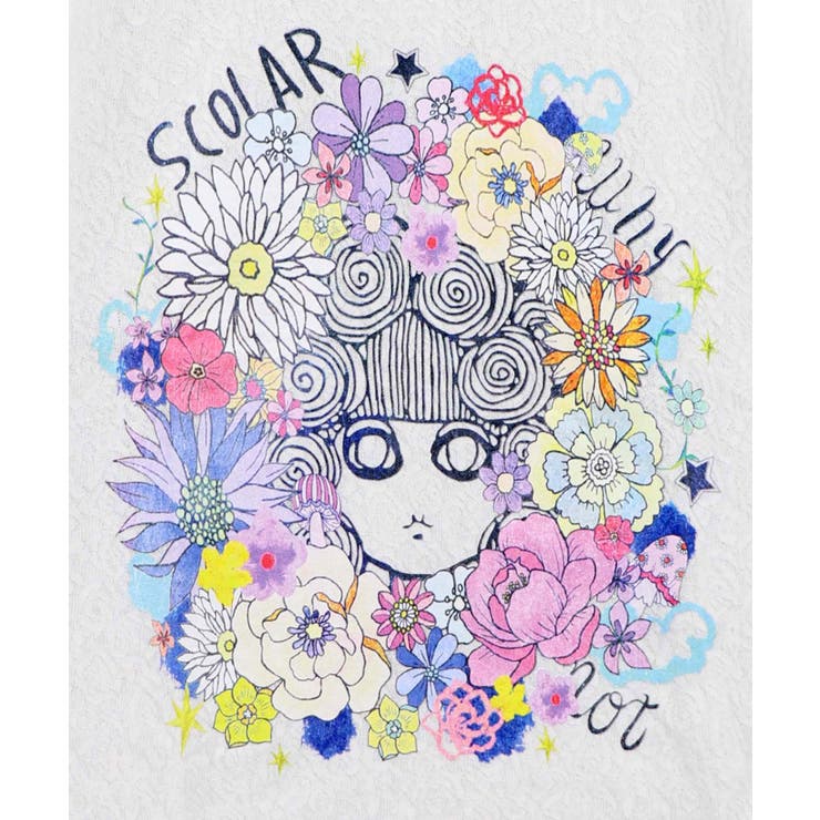 花に埋もれたスカラーちゃん ローズジャガードTシャツ | ScoLar | 詳細画像5 
