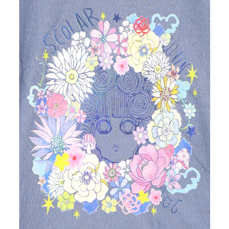 花に埋もれたスカラーちゃん ローズジャガードTシャツ | ScoLar | 詳細画像8 