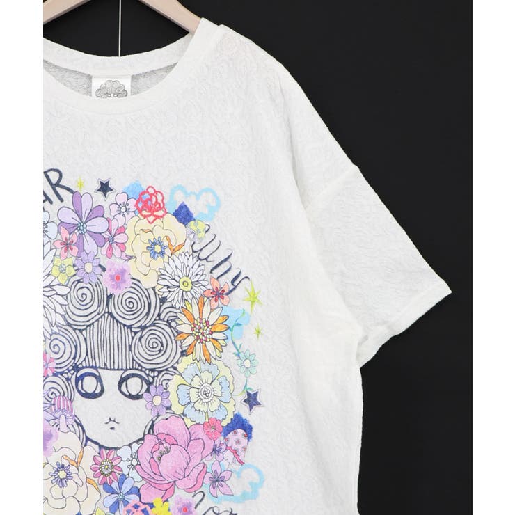 花に埋もれたスカラーちゃん ローズジャガードTシャツ | ScoLar | 詳細画像10 