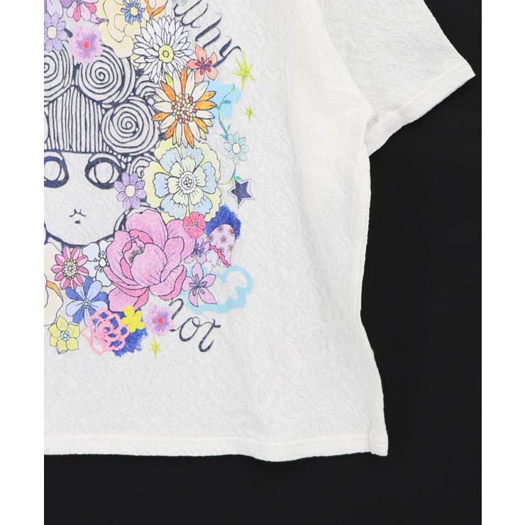 花に埋もれたスカラーちゃん ローズジャガードTシャツ | ScoLar | 詳細画像11 