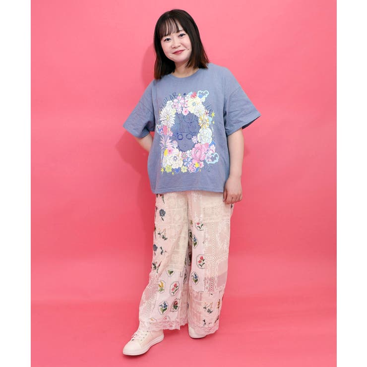 花に埋もれたスカラーちゃん ローズジャガードTシャツ | ScoLar | 詳細画像1 
