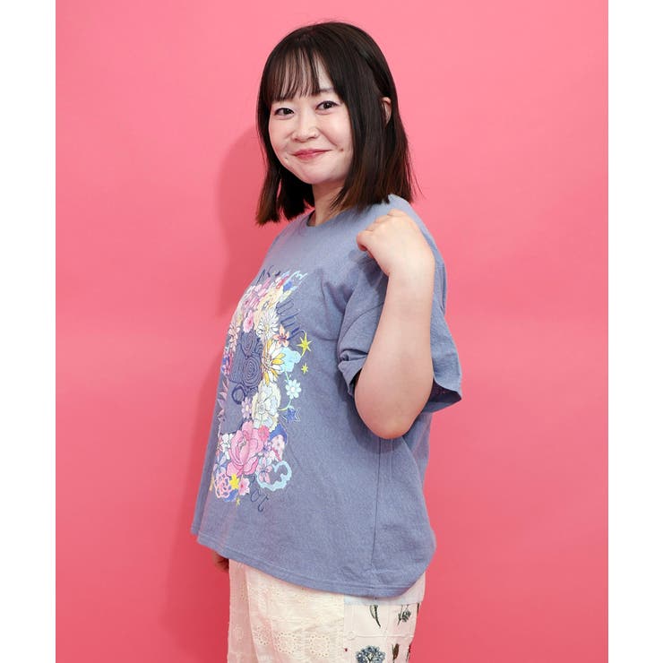 花に埋もれたスカラーちゃん ローズジャガードTシャツ | ScoLar | 詳細画像2 