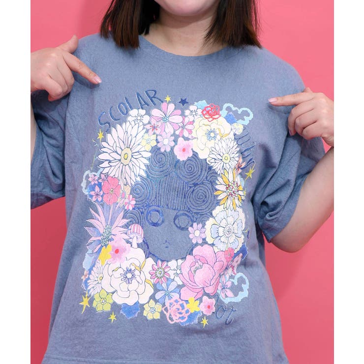 花に埋もれたスカラーちゃん ローズジャガードTシャツ | ScoLar | 詳細画像4 