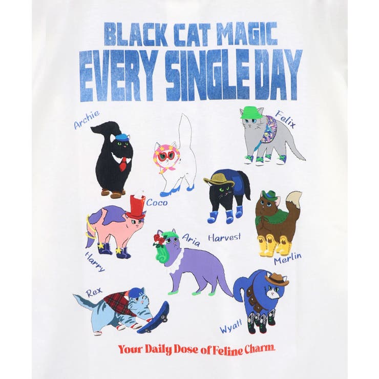 ブラックキャットマジック柄 接触冷感Tシャツ | ScoLar | 詳細画像9 