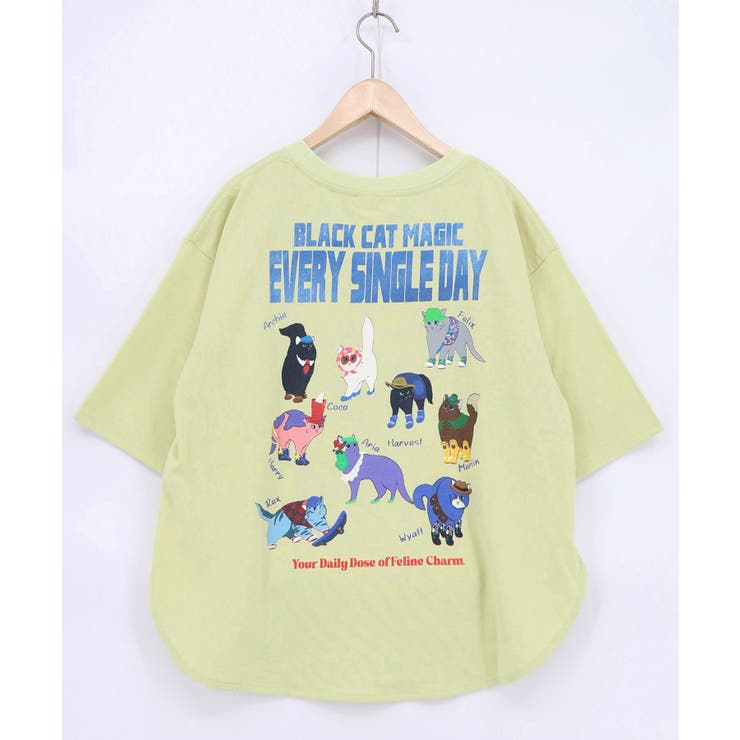 グリーン | ブラックキャットマジック柄 接触冷感Tシャツ | ScoLar
