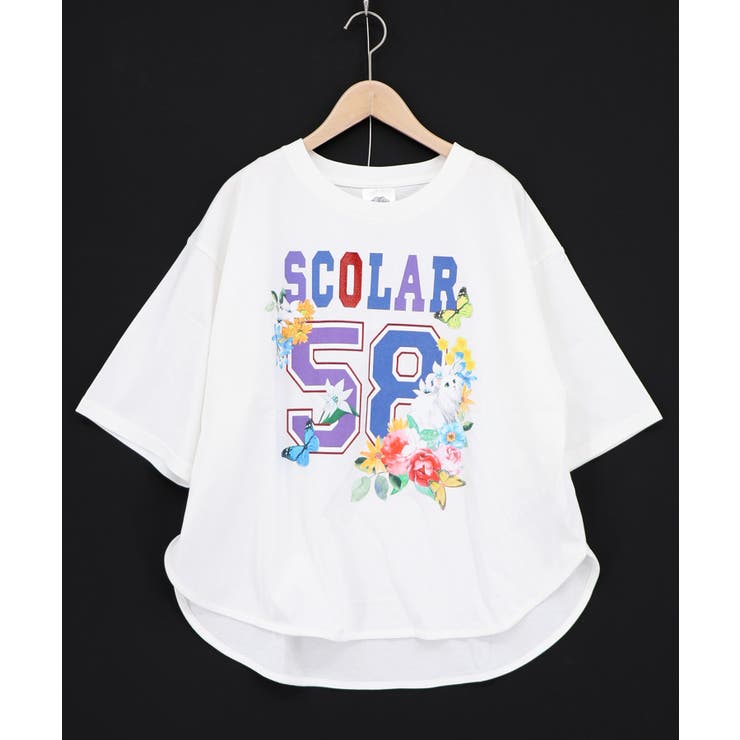 オフホワイト | 花ネコ×スカラーナンバー柄 接触冷感Tシャツ | ScoLar