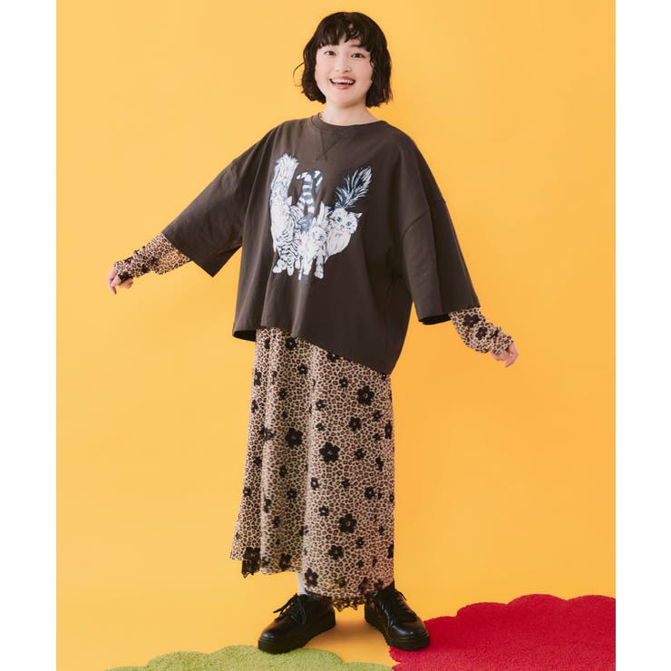 4柄展開 ロングスリーブソフトチュールワンピース | ScoLar | 詳細画像12 