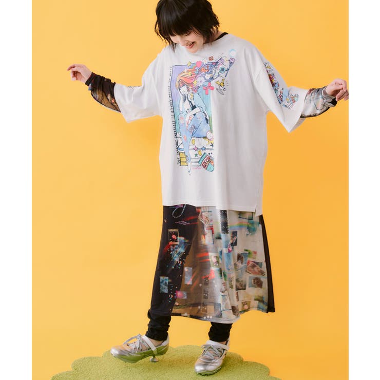 4柄展開 ロングスリーブソフトチュールワンピース | ScoLar | 詳細画像7 
