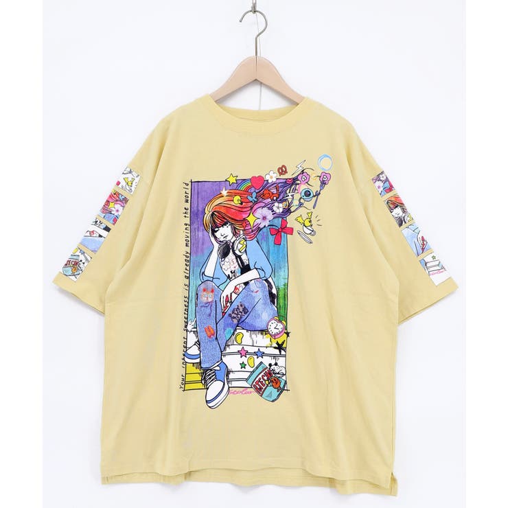 イエロー | カラフルストリートガール柄Tシャツ | ScoLar