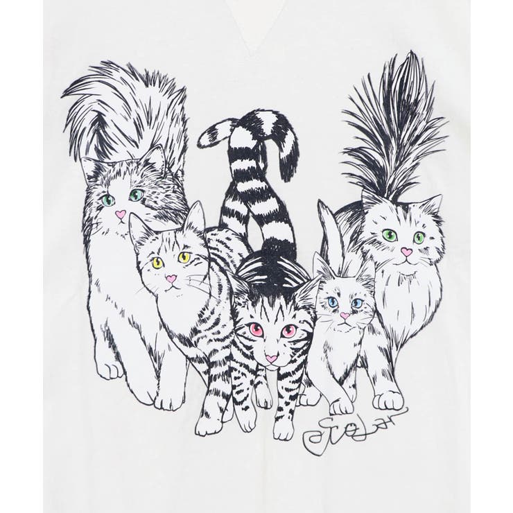 にらめっこネコちゃん ワイドTシャツ | ScoLar | 詳細画像8 