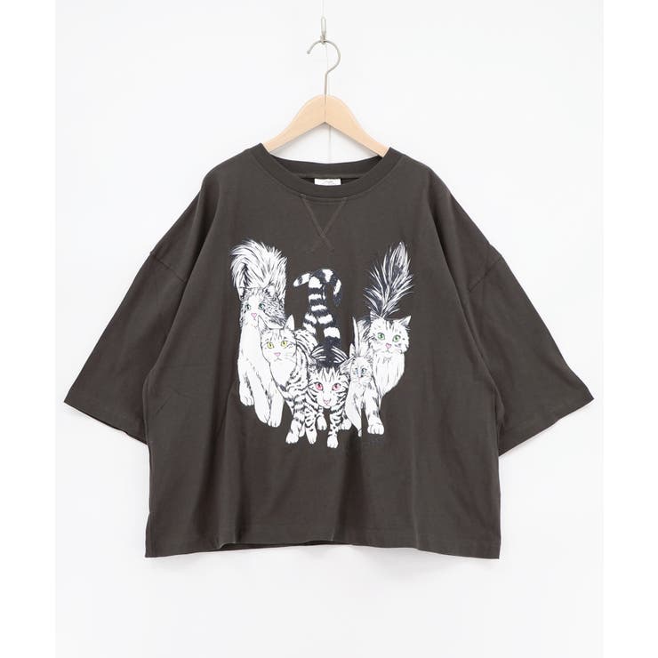 にらめっこネコちゃん ワイドTシャツ | ScoLar | 詳細画像9 